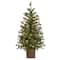 4ft. Pre-Lit Spruce Artificial Potted Christmas Tree in Rattan Base, Clear Lights
